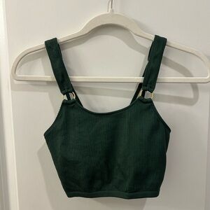 Green Ribbed Women's Top